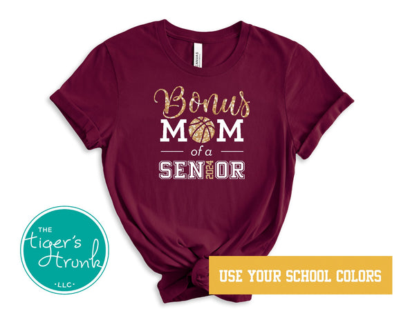 Basketball Shirt | Bonus Mom of a Senior | Class of 2024 | Short-Sleeve Shirt