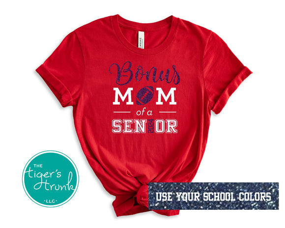 Football Shirt | Bonus Mom of a Senior | Class of 2024 | Short-Sleeve Shirt