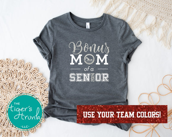 Swim Team Shirt | Bonus Mom of a Senior | Class of 2024 | Short-Sleeve Shirt