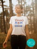Men's Track and Field Shirt | Cross Country Shirt | Bonus Mom of a Senior | Class of 2024 | Short-Sleeve Shirt