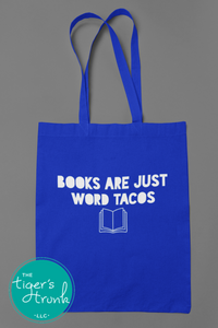 Bookish Bag | Bookish Graphic Tee | Books are Just Word Tacos  | Canvas Tote Bag | Short-Sleeve Shirt