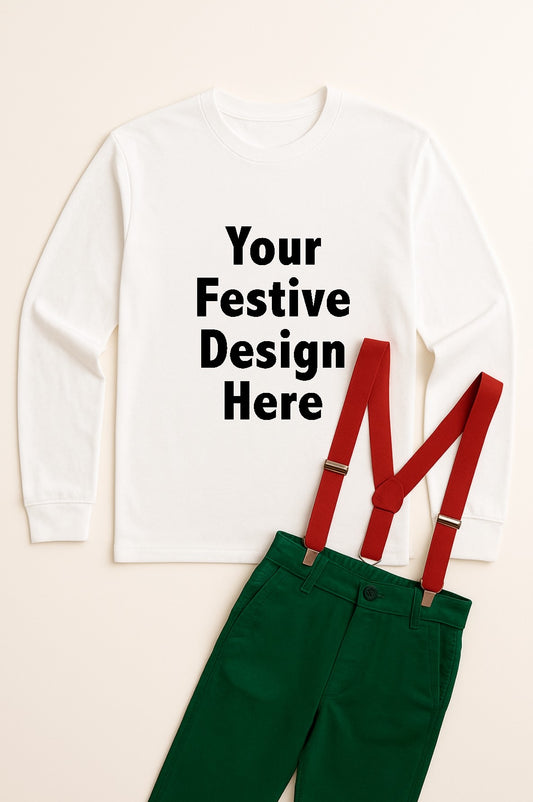 White Shirt Mockup PNG with Christmas Décor