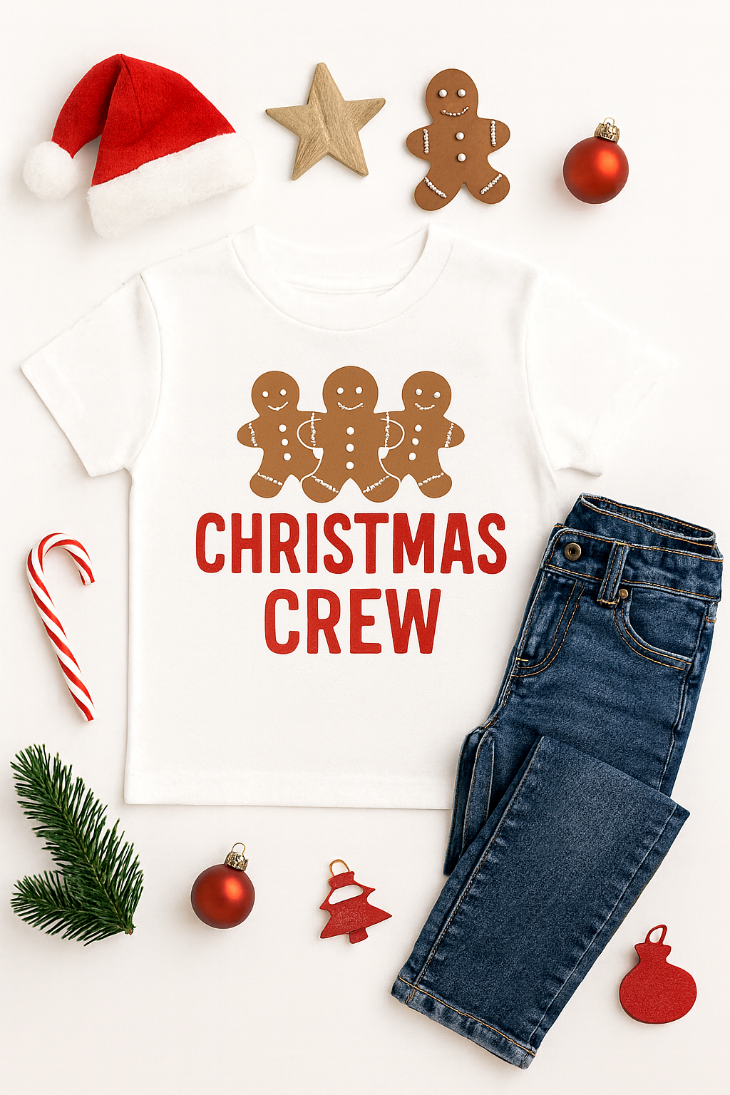 White Shirt Mockup PNG with Christmas Décor