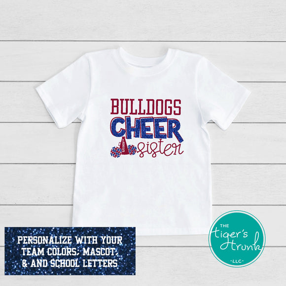 Cheerleading Shirt | Mascot Shirt | School Letter Shirt | Cheer Sister | Short-Sleeve Shirt