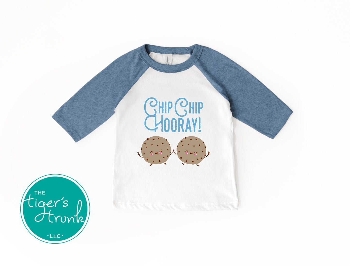 Valentine’s Day t-shirt featuring the phrase "Chip Chip Hooray" with a cookie design, perfect for kids and festive celebrations.