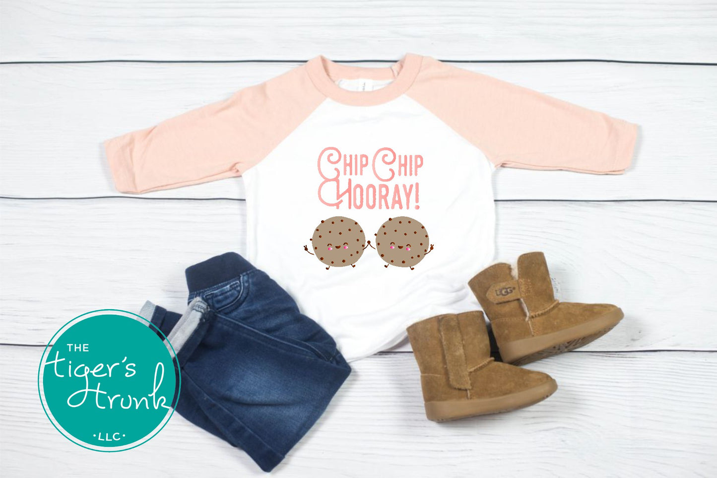 Valentine’s Day t-shirt featuring the phrase "Chip Chip Hooray" with a cookie design, perfect for kids and festive celebrations.