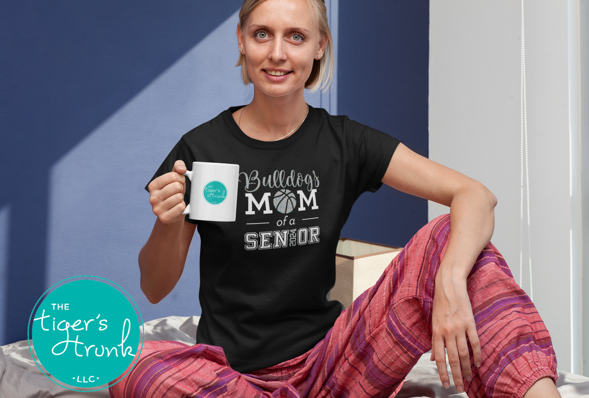 Black Basketball Mom of a Senior 2026 shirt customized with Bulldogs mascot