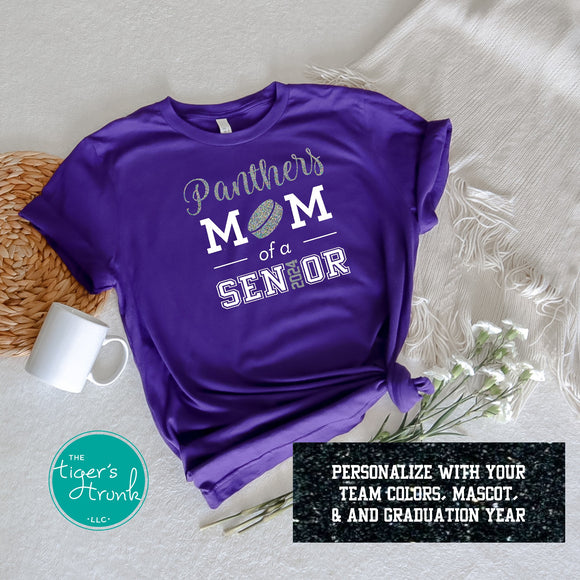 Hockey Shirt | Mascot Shirt | Mom of a Senior | Class of 2024 | Short-Sleeve Shirt