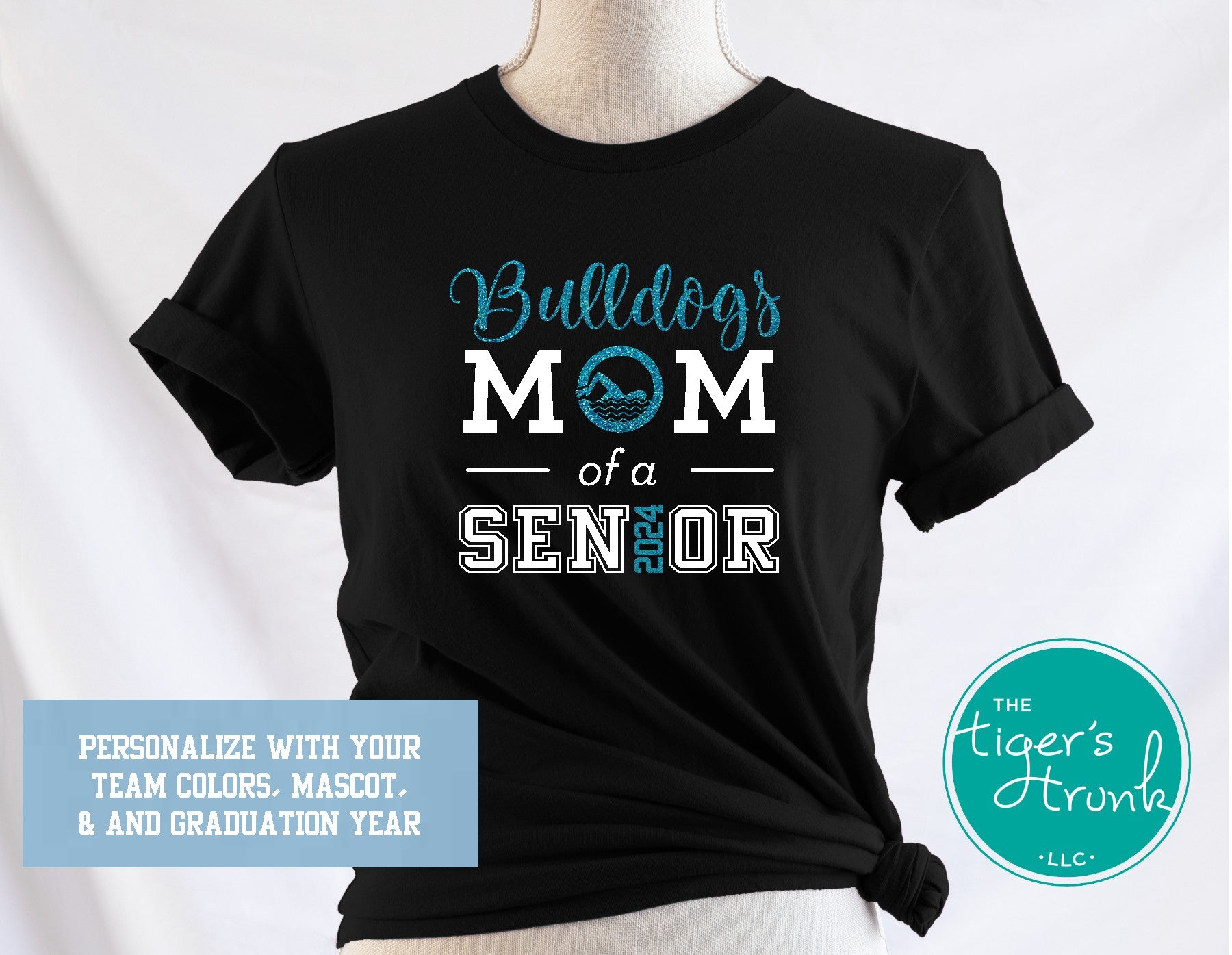 Swim Team Shirt, Mascot Shirt, Mom of a Senior, Class of 2024