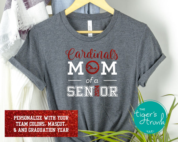 Swim Team Shirt | Mascot Shirt | Mom of a Senior | Class of 2024 | Short-Sleeve Shirt