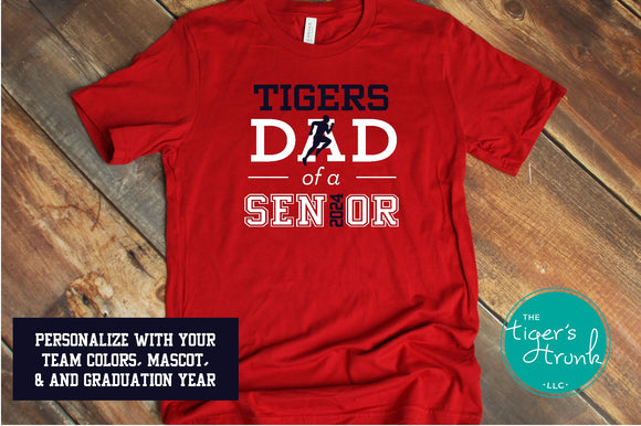 Men's Track and Field Shirt | Mascot Shirt | Cross Country Shirt | Dad of a Senior | Class of 2024 | Short-Sleeve Shirt