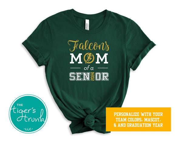 Women's Track and Field Shirt | Cross Country Shirt | Mascot Shirt | Mom of a Senior | Class of 2024 | Short-Sleeve Shirt