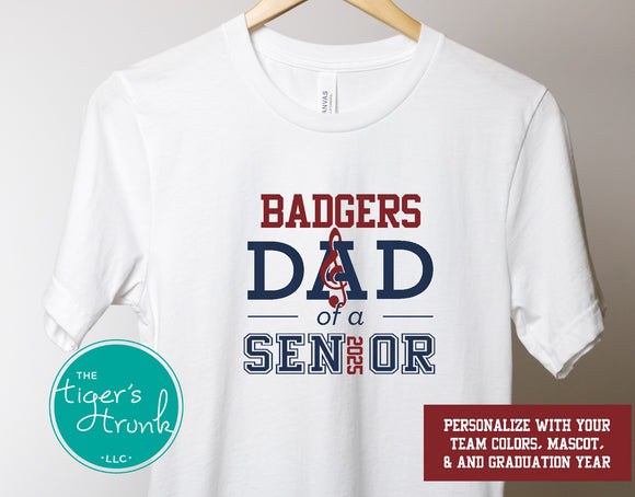 Band Shirt | Mascot Shirt | Dad of a Senior | Class of 2025 | Short-Sleeve Shirt