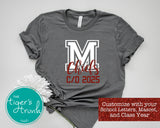 Senior Shirt | Mascot Shirt | School Letter Shirt | Class of 2025 | Short-Sleeve Shirt