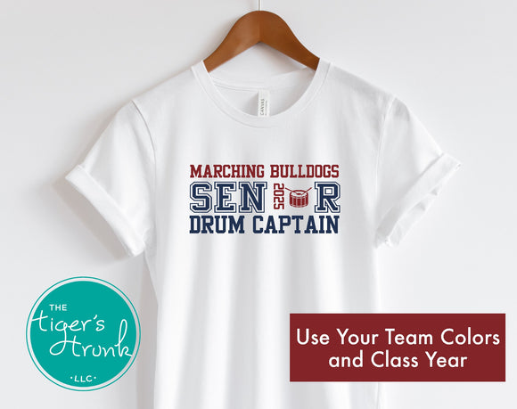 Band Shirt | Senior Shirt | Class of 2025 | Senior Drum Captain | Snare Drum | Short-Sleeve Shirt