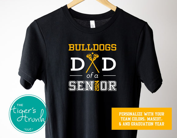 Lacrosse Shirt | Mascot Shirt | Dad of a Senior | Class of 2024 | Short-Sleeve Shirt