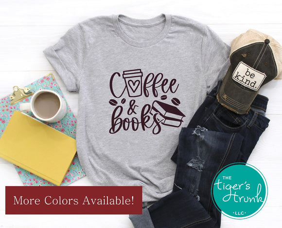 Bookish Graphic Tee | Bookish Bag | Coffee and Books | Short-Sleeve Shirt | Canvas Tote Bag