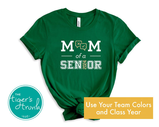 evergreen debate team mom of a senior shirt customized with team colors and class year