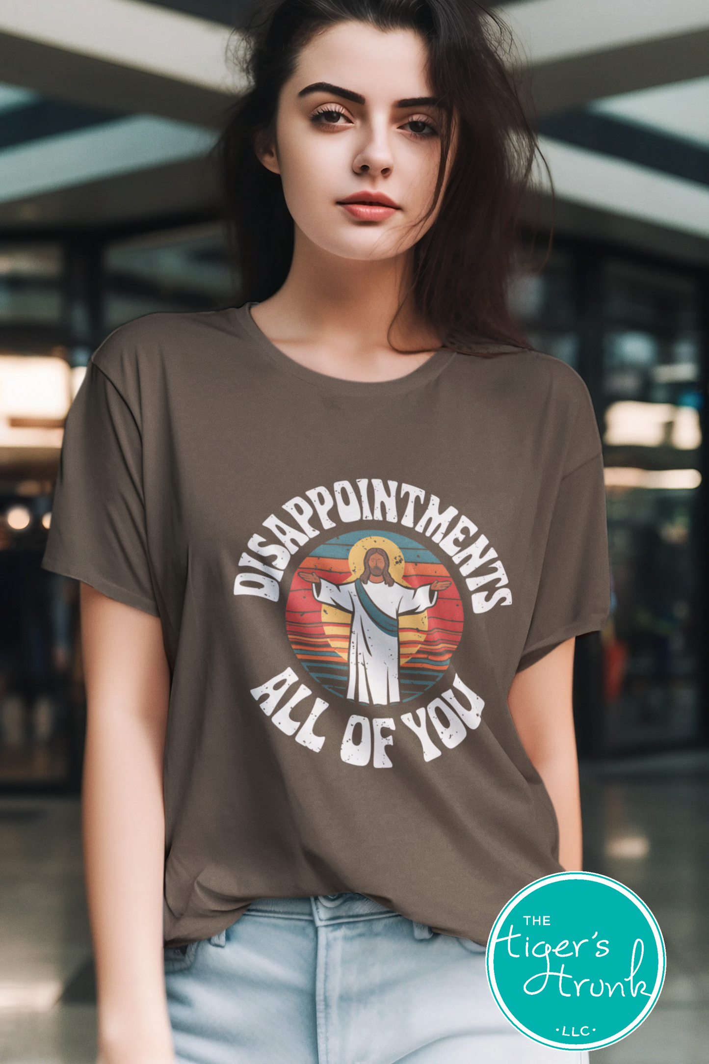 Funny Jesus t-shirt featuring Disappointments, All of You with an image of Jesus, sarcastic Christian humor tee