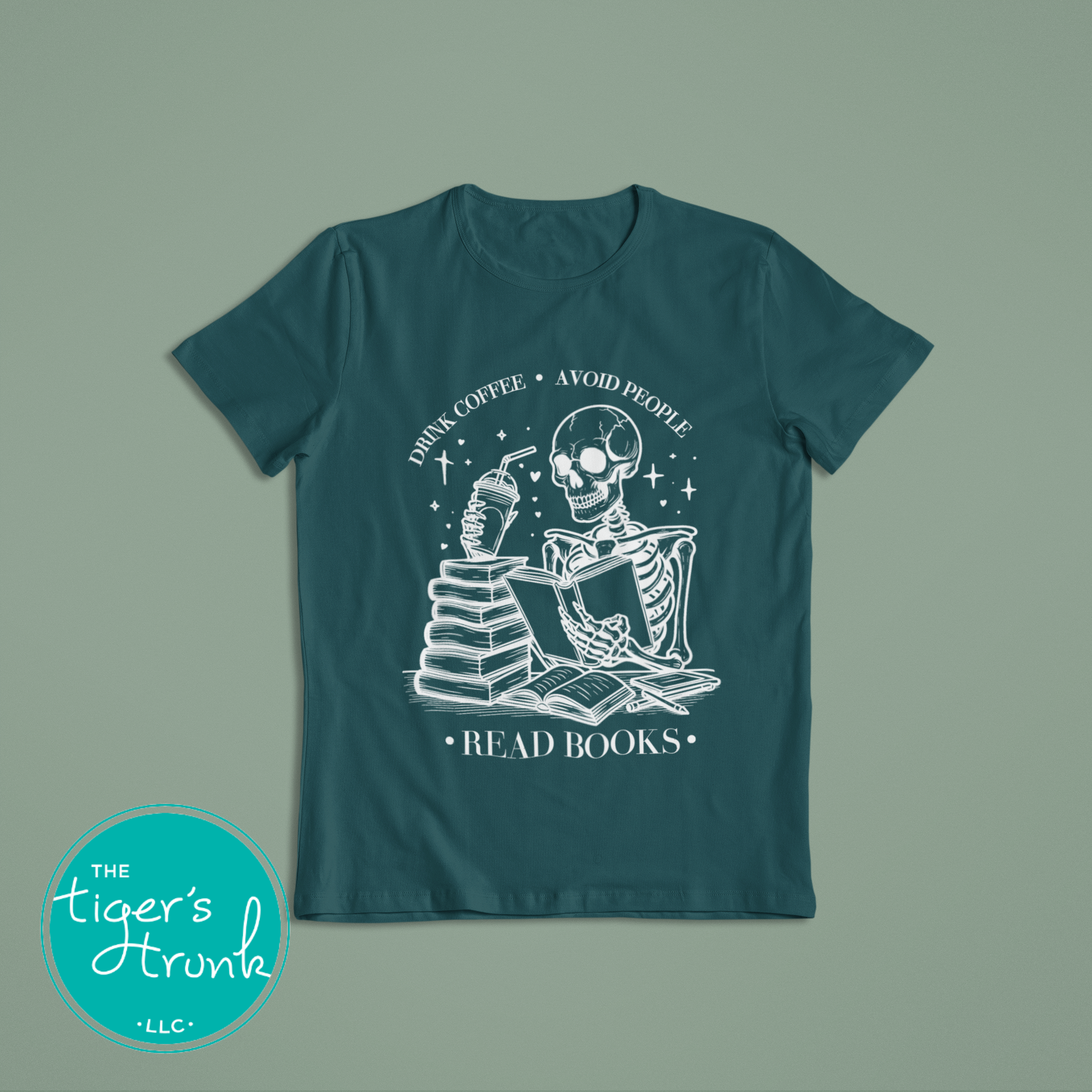 Halloween Shirt | Bookish Graphic Tee | Drink Coffee, Avoid People, Read Books | Short-Sleeve Shirt