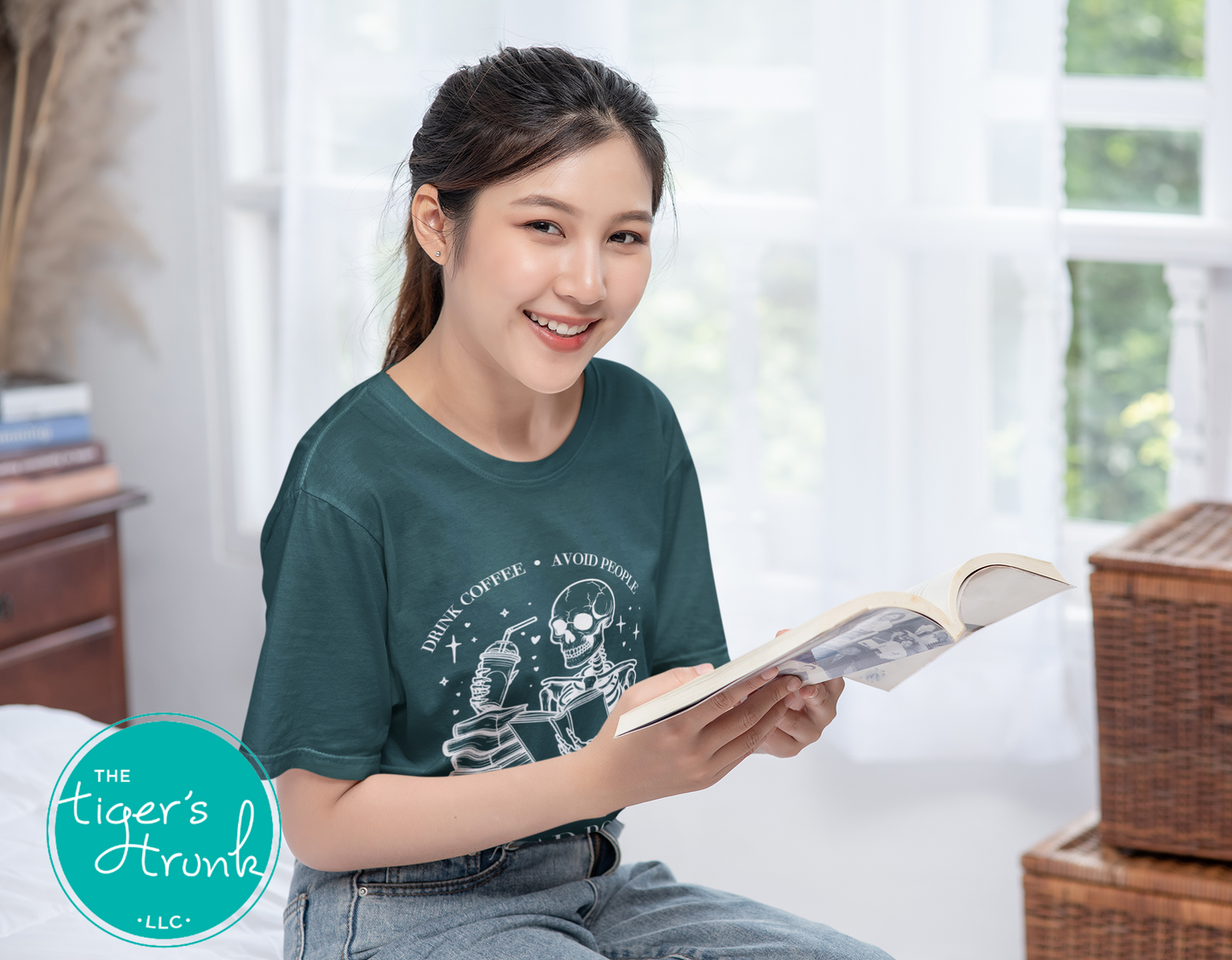 Halloween Shirt | Bookish Graphic Tee | Drink Coffee, Avoid People, Read Books | Short-Sleeve Shirt