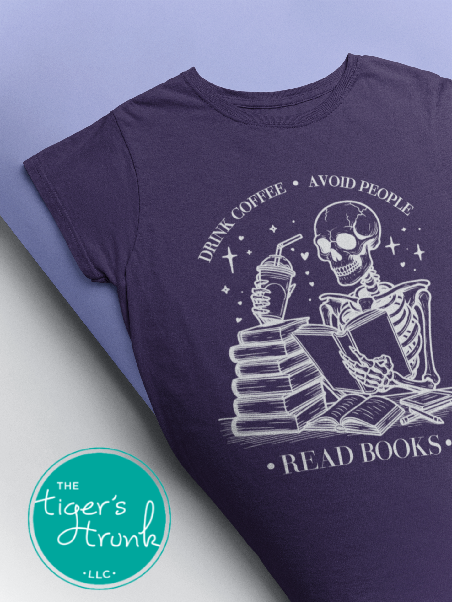 Halloween Shirt | Bookish Graphic Tee | Drink Coffee, Avoid People, Read Books | Short-Sleeve Shirt