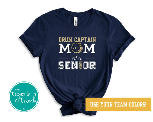 Band Shirt | Drum Captain Mom of a Senior | Bass Drum | Class of 2024 | Short-Sleeve Shirt