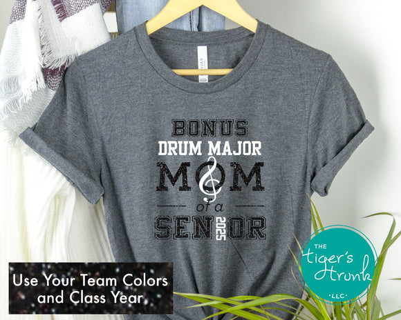Band Shirt | Drum Major Shirt | Bonus Drum Major Mom of a Senior | Class of 2025 | Short-Sleeve Shirt