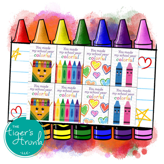 Printable Crayon-Themed End-of-Year Cards, Teacher to Student Appreciation Notes, Instant Download