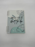 Blank lined journal with "Endless Lists of Shit to Do" on the cover, a funny and sarcastic productivity notebook.