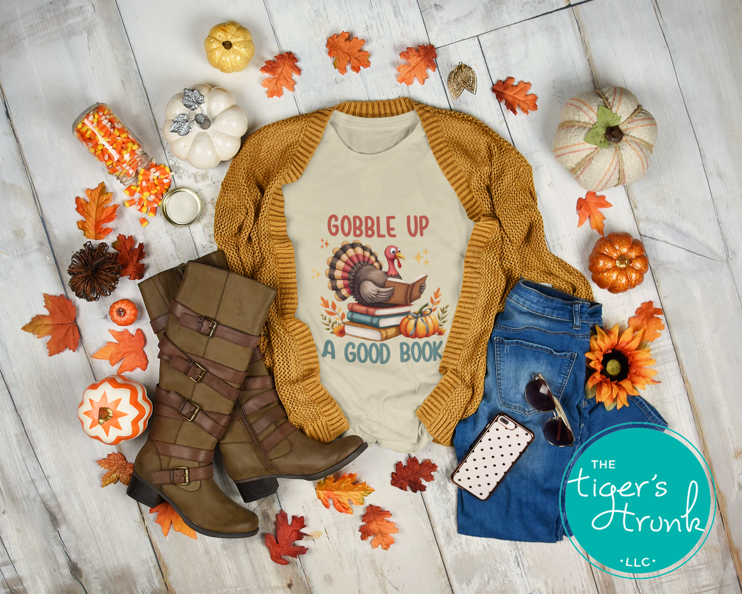 Thanksgiving Shirt | Bookish Shirt | Gobble Up a Good Book | Short-Sleeve Shirt