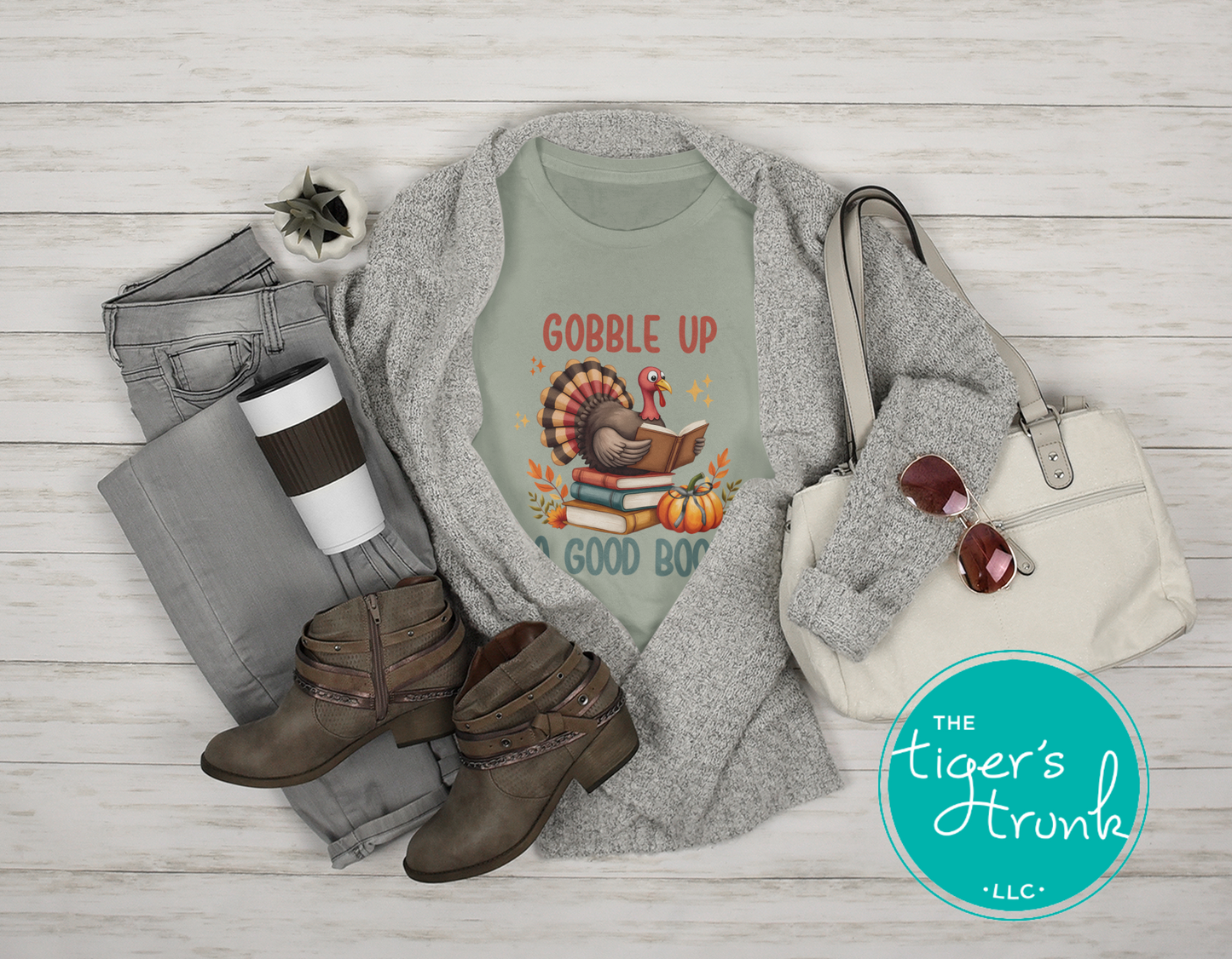 Thanksgiving Shirt | Bookish Shirt | Gobble Up a Good Book | Short-Sleeve Shirt