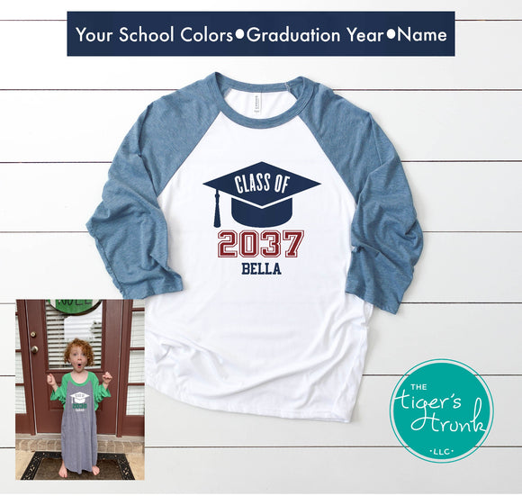 Back to School Shirt | End of the School Year Shirt | Grow With Me Shirt | Graduation Year | Preschool to Senior | 3/4-Sleeve Raglan Shirt