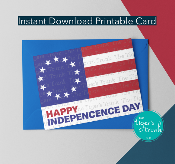 4th of July Card | Happy Independence Day | Instant Download | Printable Card