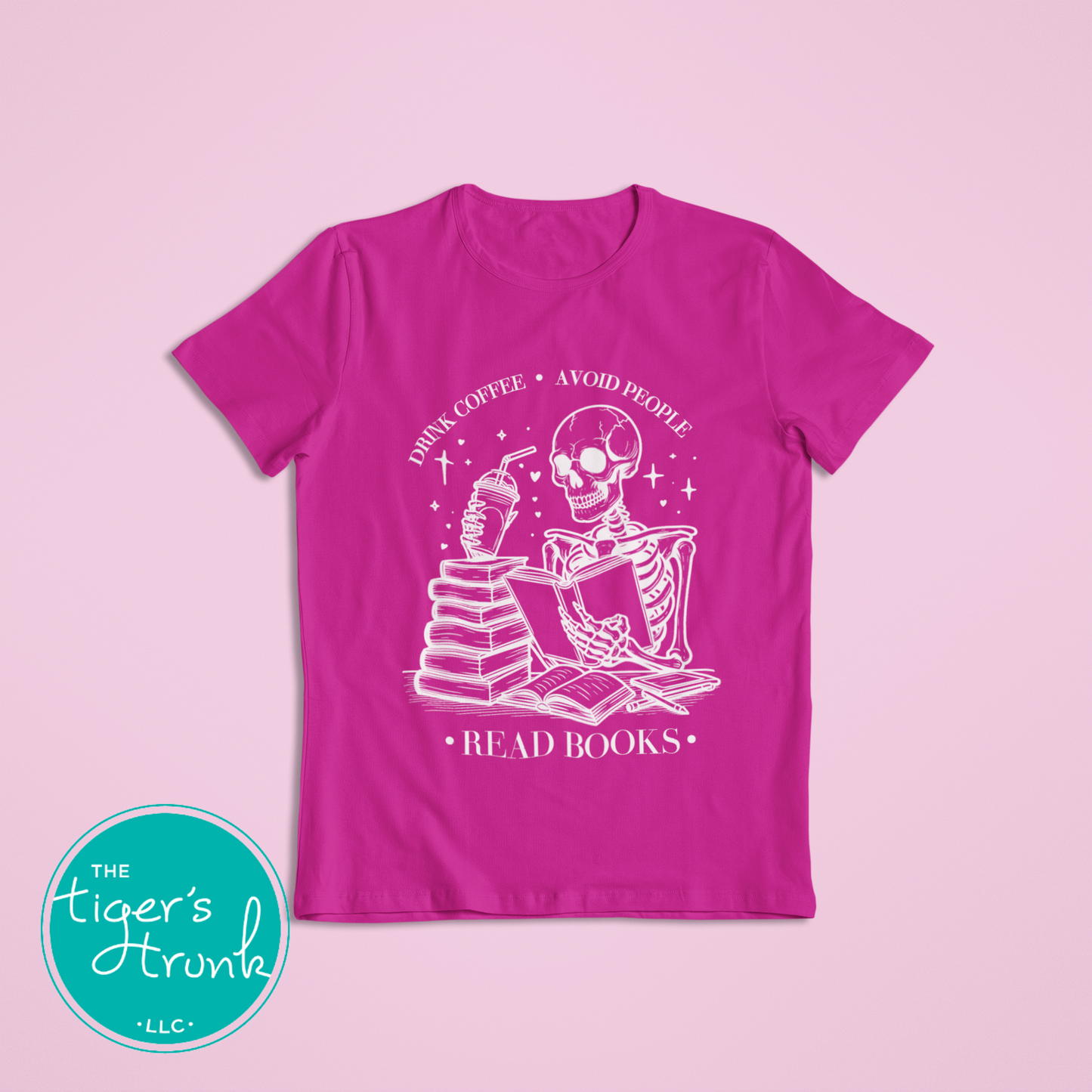 Halloween Shirt | Bookish Graphic Tee | Drink Coffee, Avoid People, Read Books | Short-Sleeve Shirt