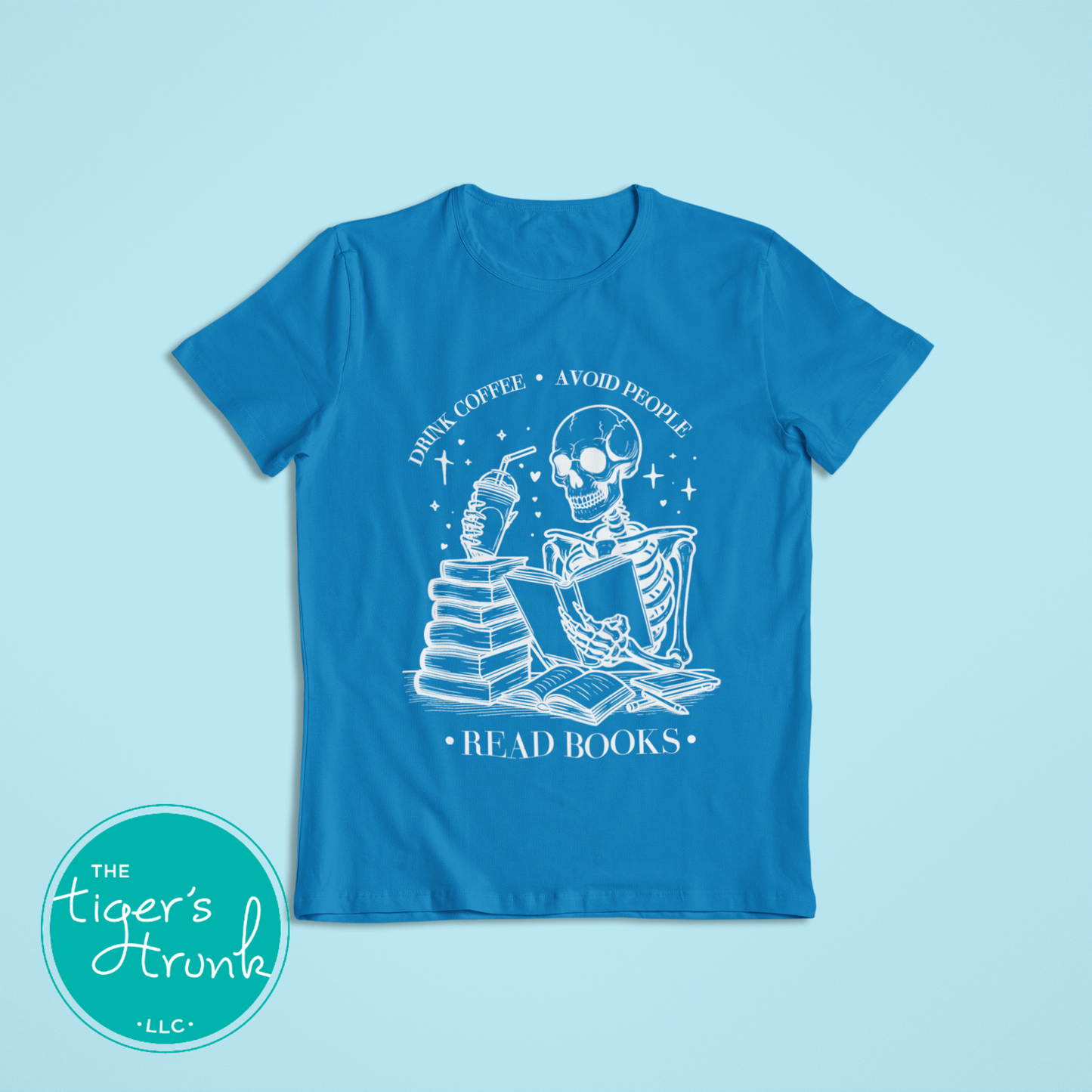 Halloween Shirt | Bookish Graphic Tee | Drink Coffee, Avoid People, Read Books | Short-Sleeve Shirt