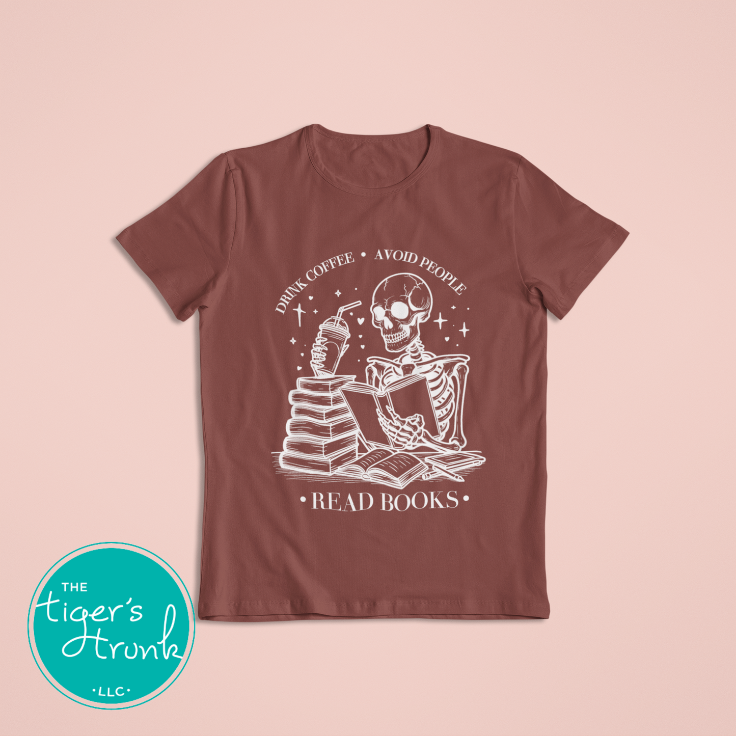 Halloween Shirt | Bookish Graphic Tee | Drink Coffee, Avoid People, Read Books | Short-Sleeve Shirt