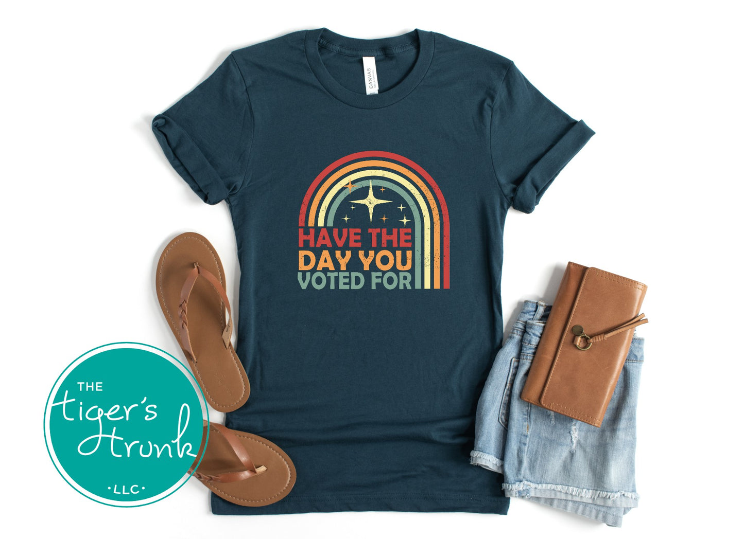 Political statement t-shirt with Have the Day You Voted For message, subtle activist apparel