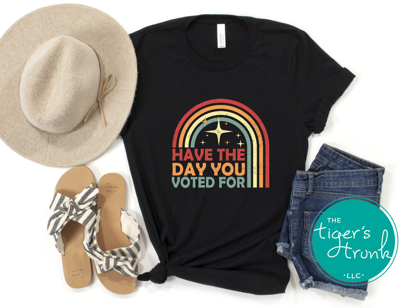 Political statement t-shirt with Have the Day You Voted For message, subtle activist apparel