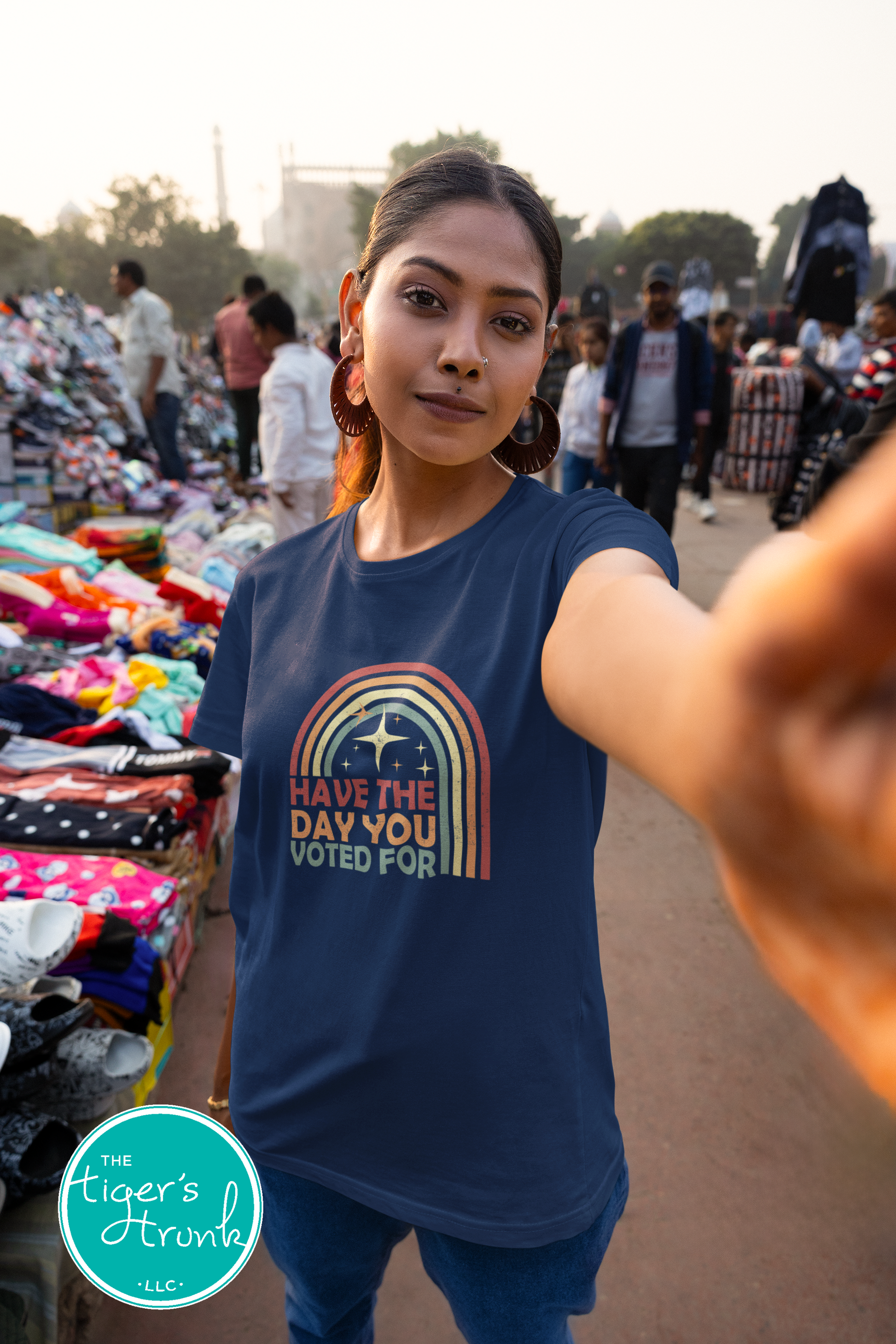 Political statement t-shirt with Have the Day You Voted For message, subtle activist apparel