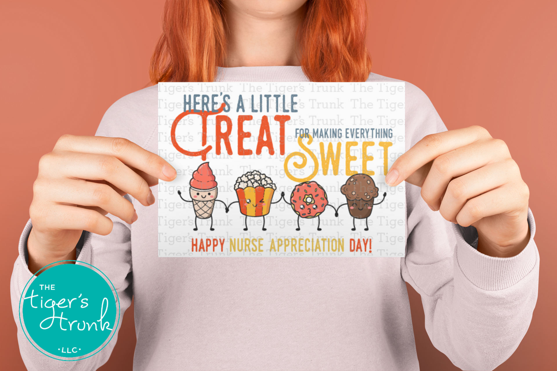 Printable card with message "Here's a Little Treat for Making Everything Sweet," sweet instant thank-you for nurse appreciation.