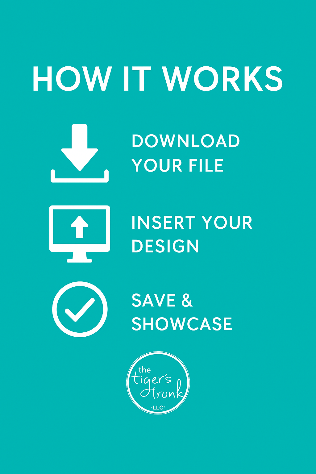 Instructions for using a service on a teal background with icons and text.