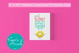 Teacher Appreciation Week Card | I Donut Know What We Would Do Without a Teacher Like You | Instant Download | Printable Sign