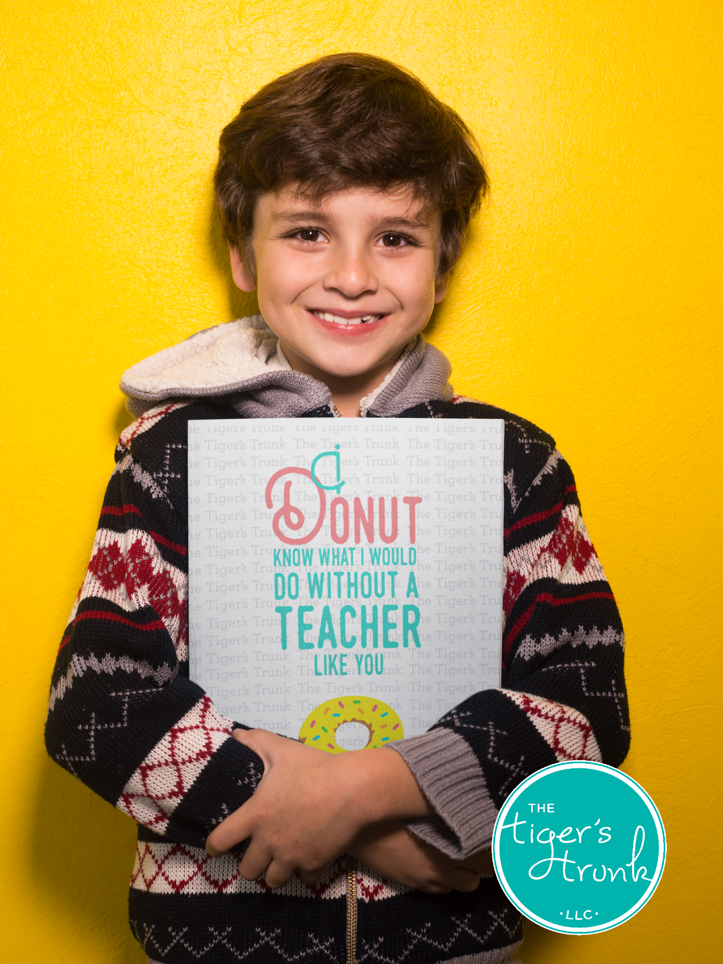 Printable donut-themed teacher sign with the message "I Donut Know What I Would Do Without a Teacher Like You," instant download PDF