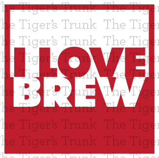 Printable beer or coffee cup label with the phrase "I Love Brew," ideal for Valentine’s, anniversaries, or special occasions.