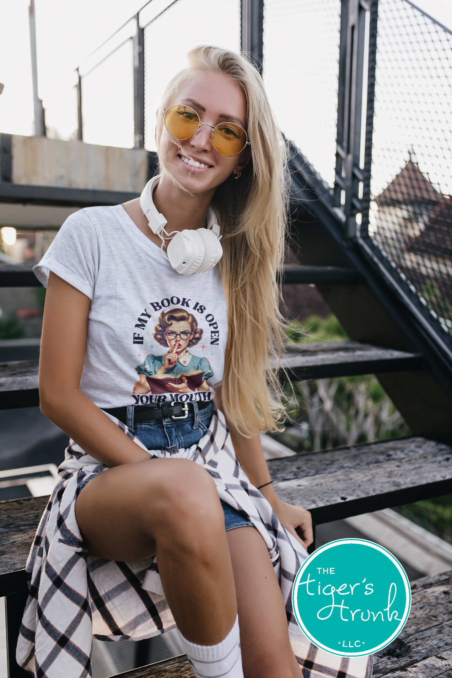 T-shirt with the phrase "If My Book Is Open Your Mouth Should Be Closed," funny sarcastic reader tee for introverts and book lovers