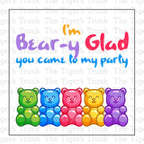 I'm Bear-y Glad You Came to My Party Gummy Bear Party Favor Thank You Bag Tag