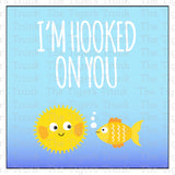 I'm Hooked On You Fish Theme Birthday Party Favor Thank You Bag Tag