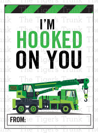 I'm Hooked On You Valentine's Day Construction Themed Card