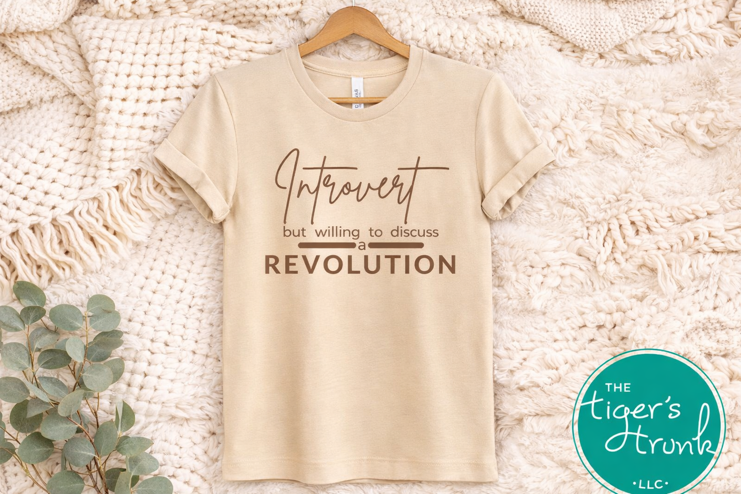Cream introvert humor shirt neutral aesthetic